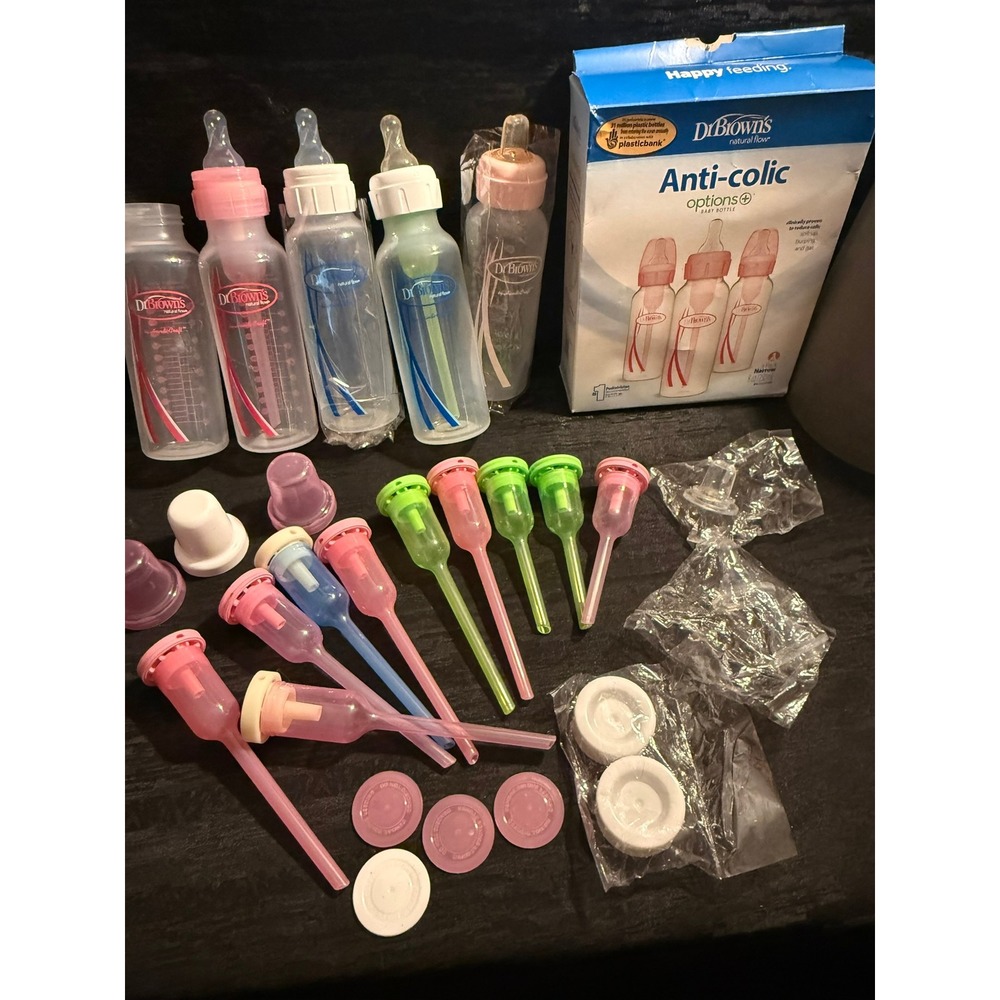 48 Pieces ! New Dr. Browns Anti Colic Baby Bottle Set plus extra parts included